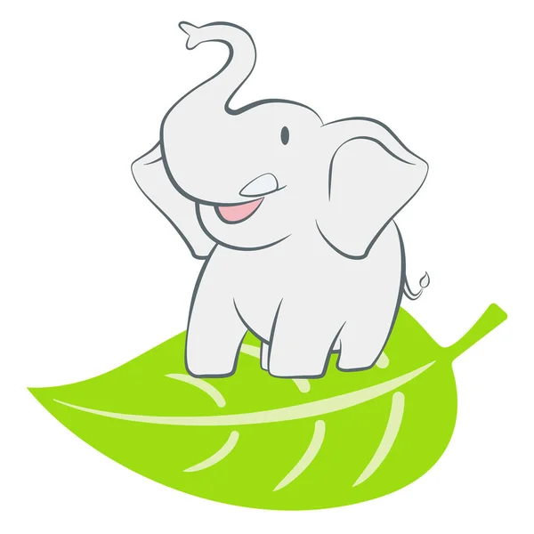 Elephant standing on a green leaf — Stock Vector