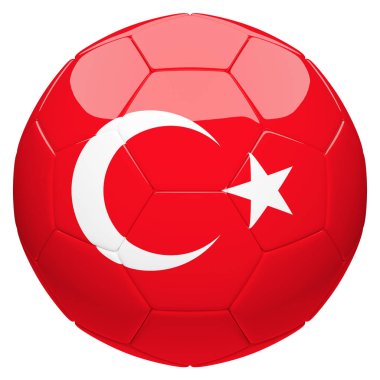 Futbol futbol bayrak 3d render Türkiye ile