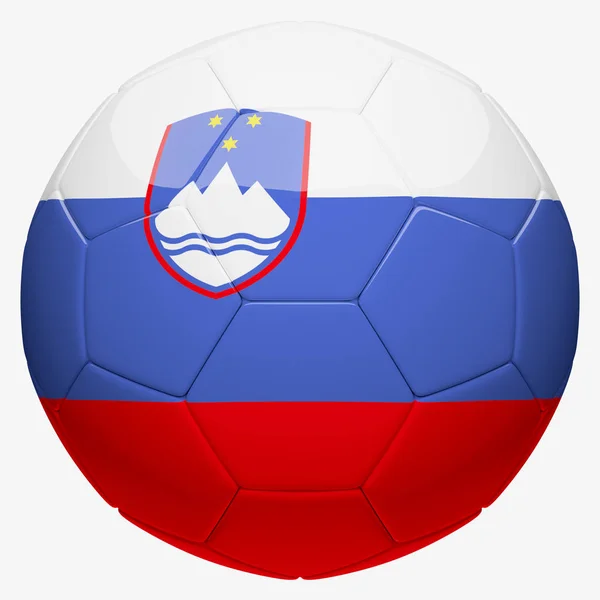 Sepak bola sepak bola dengan bendera Slovenia 3d rendering — Stok Foto