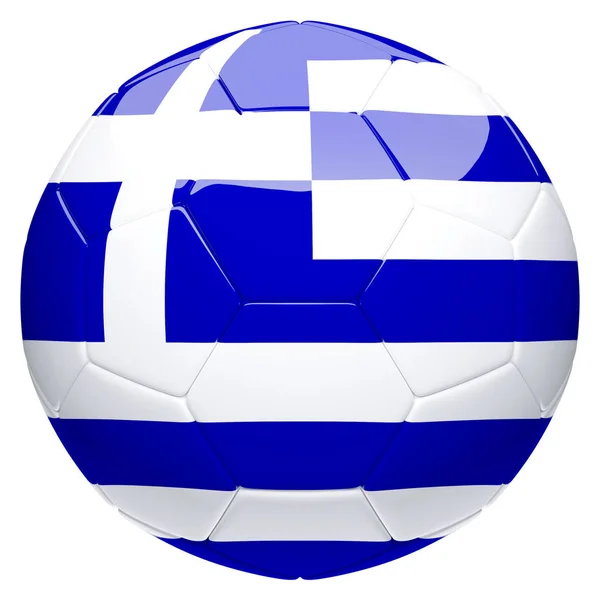 足球与希腊国旗 3d 渲染 — 图库照片