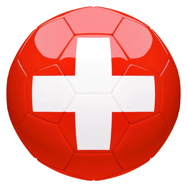 Fussball mit schweizer flagge 3d rendering — Stockfoto