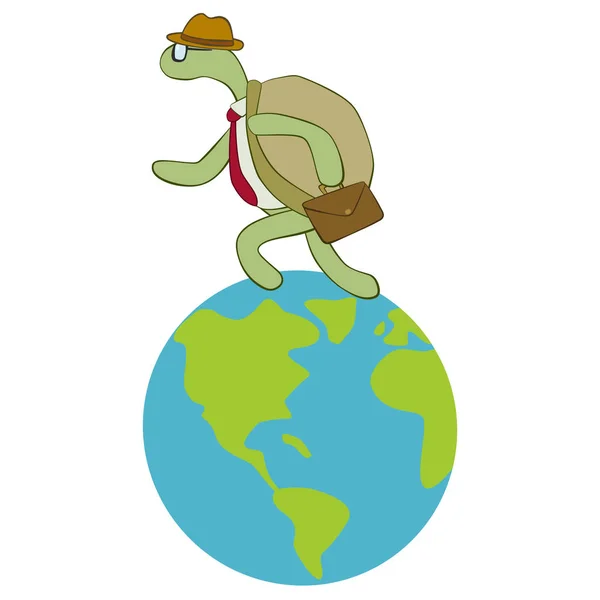 Черепаха бежит по земле — стоковый вектор