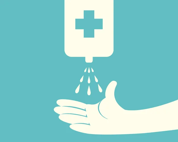 Ręce Pomocą Automatycznego Spryskiwacza Cieczą Symbolem Krzyżowym Ręka Mydło Gel — Wektor stockowy