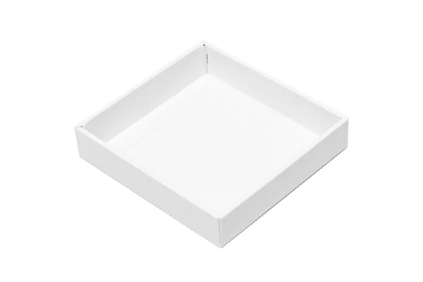 Białe pole pakietu białego papieru lub tacy na białym tle na biały backgrou — Zdjęcie stockowe