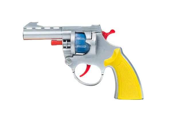 Speelgoed-handpistool, geïsoleerd op witte achtergrond — Stockfoto