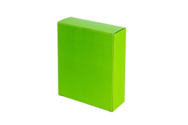 Yeşil kutu veya yeşil kağıt paket kutu üzerinde beyaz izole