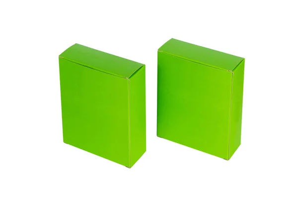 緑 2 つふたオープンや緑の紙パッケージ ボックスとボックスの分離 — ストック写真