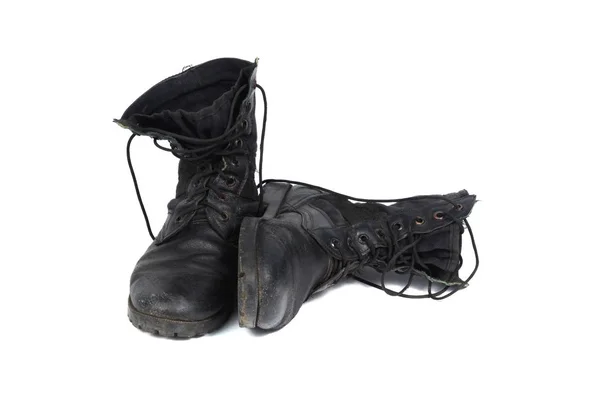 Svart bekämpa män boot, isolerad på vit bakgrund — Stockfoto