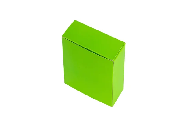 Green Box eller gröna paketet pappkartong isolerad på vit — Stockfoto