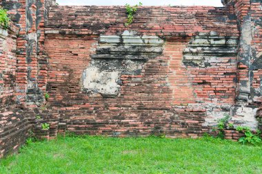 Antik eski kırmızı tuğla grunge duvar parçası arka plan, doku,