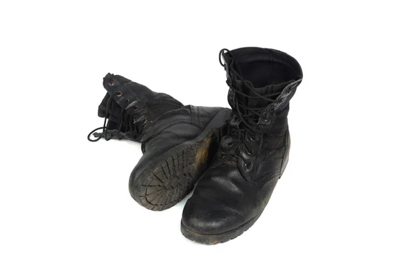 Hitam tempur pria boot, terisolasi pada latar belakang putih — Stok Foto