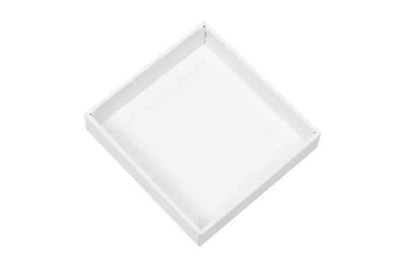 Bandeja blanca o caja de paquete de papel blanco aislada en blanco — Foto de Stock