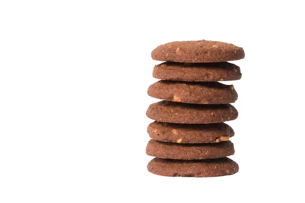 Шоколадне горіхове печиво з кешью ізольоване на білому фоні — стокове фото