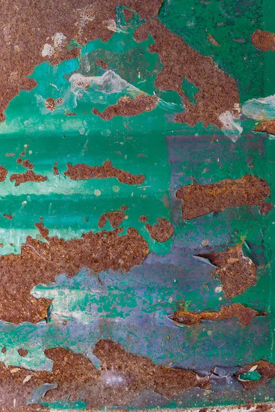 Starý rezavý zelené vlnité kovové stěny — Stock fotografie