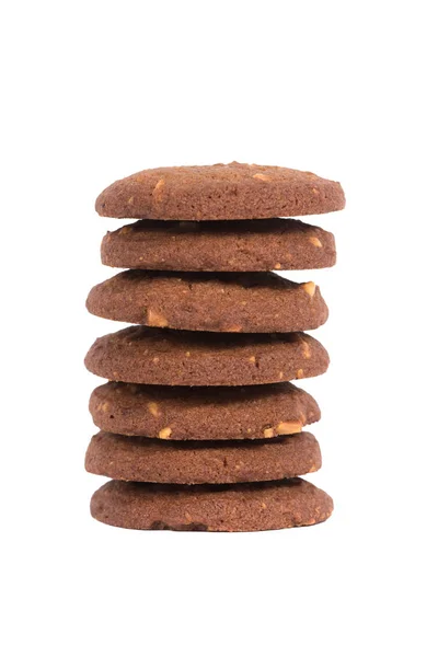 Шоколадне горіхове печиво з кешью ізольоване на білому фоні — стокове фото