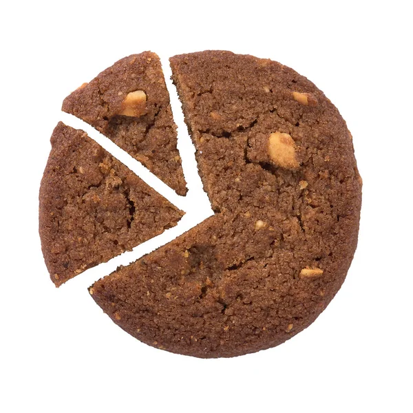 Wykres kołowy ikona wykonana z pliku cookie, izolowana na białym tle. — Zdjęcie stockowe