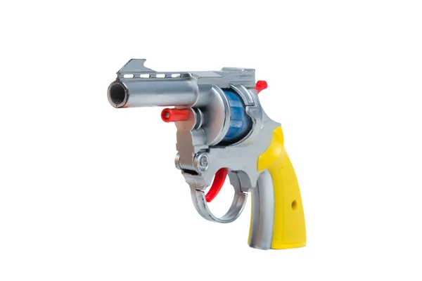 Speelgoed-handpistool, geïsoleerd op witte achtergrond — Stockfoto