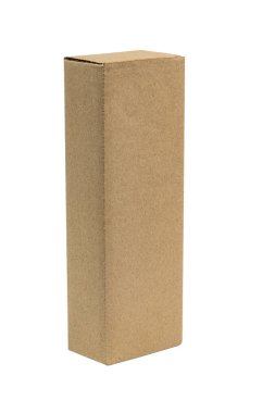 Paket kahverengi karton kutu için uzun öğeleri. Mockup, izole