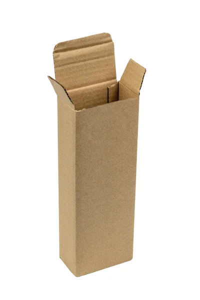 Pacote caixa de papelão marrom para itens longos. Mockup, isolado — Fotografia de Stock