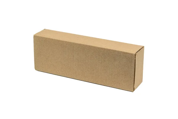 Pakiet brązowy karton dla długich przedmiotów. Makieta, na białym tle — Zdjęcie stockowe