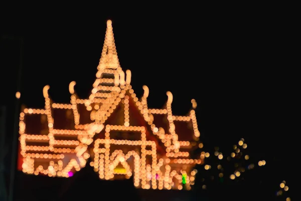 Abstract blur and bokeh of lights at temple in Thailand. — Stock Photo, Image