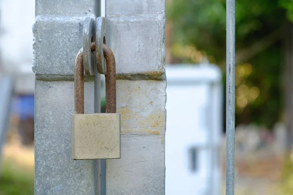 Closed metal lock door security protection padlock.
