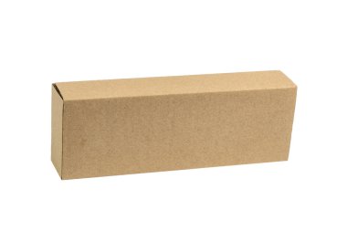 Paket kahverengi karton kutu için uzun öğeleri. Mockup, izole