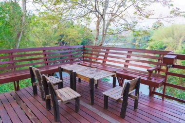 Ahşap masa ve sandalye yemek set woode, resort ve Bahçe,