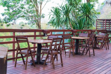 Ahşap masa ve sandalye yemek set woode, resort ve Bahçe,