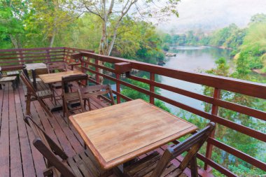 Ahşap masa ve sandalye yemek set woode, resort ve Bahçe,