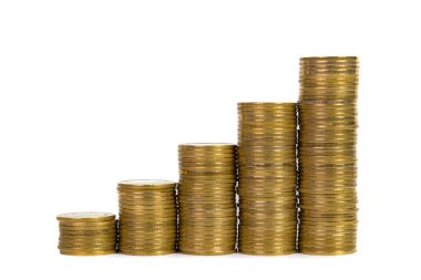 Sikkeler, altın bir g düzenlenmiş yığınları artan sütunlar