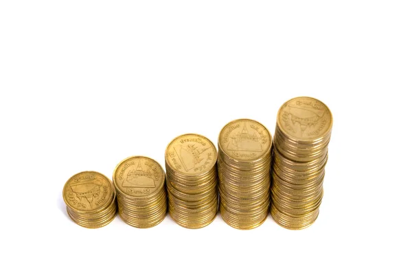 G として整理される金貨の山のコインの増加列 — ストック写真