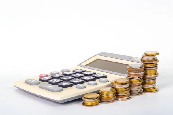 Increasing columns of coins, piles of coins arranged as a graph — Stock Photo, Image