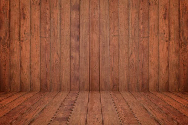Wooden wall and floor in perspective view, grunge background. vi — Stock Photo, Image