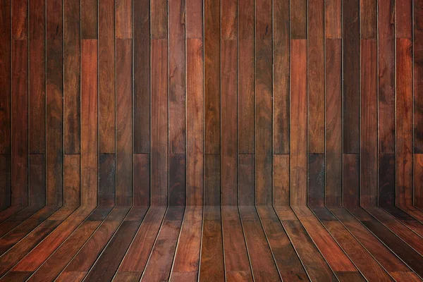 Дерев'яна стіна і підлога в перспективі, гранжевий фон. віа — стокове фото