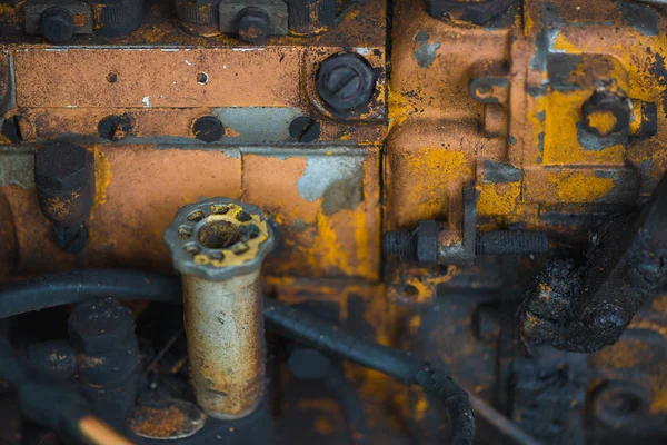 Sistema de coches de motor Vintage. Parte del viejo motor diesel de tr pesado — Foto de Stock