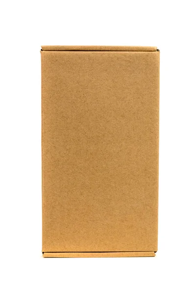 Brown tray or brown paper package or cardboard box isolated with — Stock Photo, Image