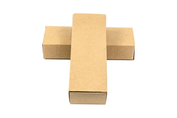 Две коробки коричневого картона для длинных предметов. Макет, изолированный — стоковое фото
