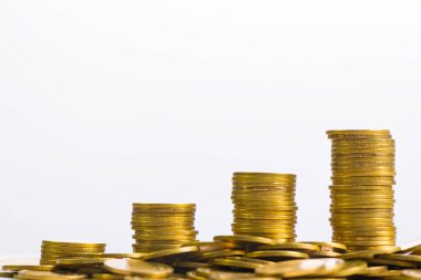 Sikkeler, altın bir g düzenlenmiş yığınları artan sütunlar