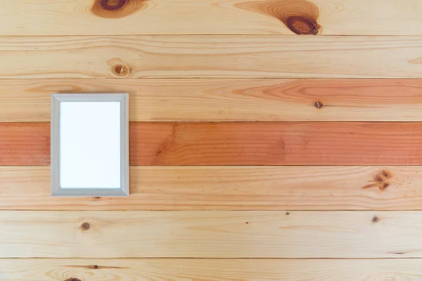 Felülnézete a másolás spa fából készült asztal üres fa képkeret — Stock Fotó