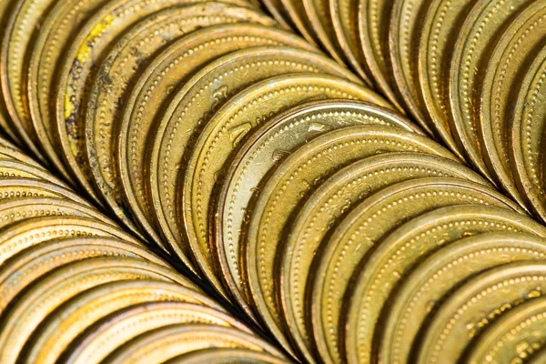 Columns of gold coins, piles of coins background — Stock Photo, Image