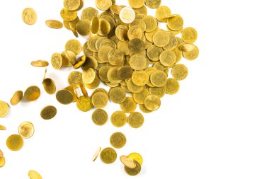 Sabit altın para üzerinde beyaz backg izole Üstten Görünüm