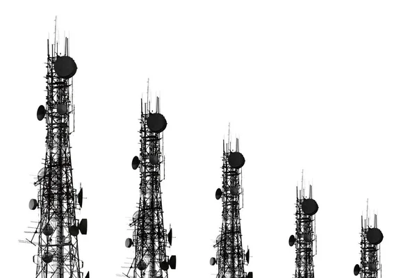 Silueta de la antena de teléfono celular y comunicati — Foto de Stock