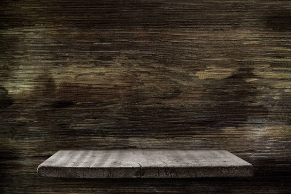 Top van houten planken op donkere houten achtergrond van de Raad van bestuur, leeg voor — Stockfoto