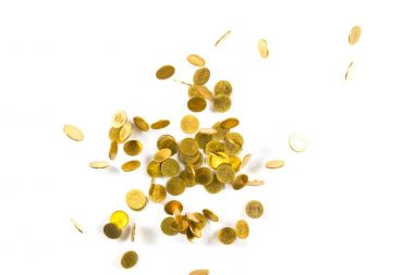 Sabit altın para üzerinde beyaz backg izole Üstten Görünüm