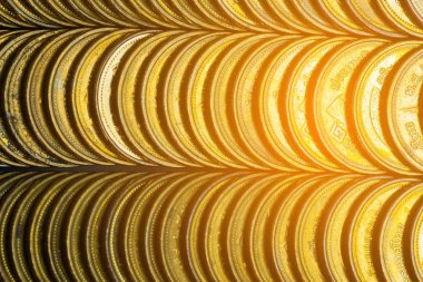 Sütunları altın sikke, sikke arka plan yığınları