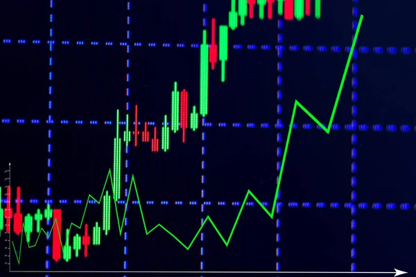 Candle stick graph-grafiek met indicator weergegeven: bullish punt of — Stockfoto