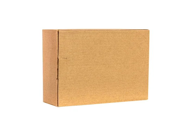 Brown tray or brown paper package or cardboard box isolated on w — Stock Photo, Image