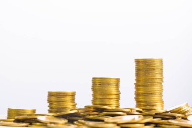 Sikkeler, altın bir g düzenlenmiş yığınları artan sütunlar
