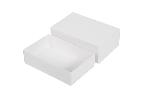 Caja blanca con tapa para el embalaje del producto maqueta en blanco con cl. —  Fotos de Stock